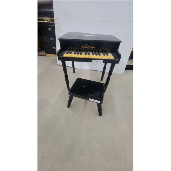 First Act Grand Piano 30-Key Children's Toy Piano with Matching Bench, Black