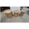 Image 1 : Set of Three Nesting Woven Rattan Drum Stools/Side Tables in Graduated Sizes Biggest 18 x 17"
