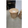 Image 2 : Set of Three Nesting Woven Rattan Drum Stools/Side Tables in Graduated Sizes Biggest 18 x 17"