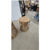 Image 4 : Set of Three Nesting Woven Rattan Drum Stools/Side Tables in Graduated Sizes Biggest 18 x 17"