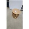 Image 5 : Set of Three Nesting Woven Rattan Drum Stools/Side Tables in Graduated Sizes Biggest 18 x 17"