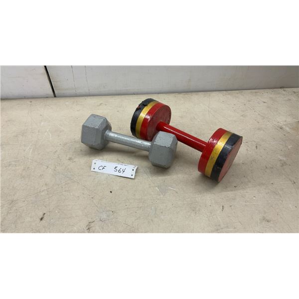 10-Pound Cast Iron Hex Dumbbell and Decorative Painted 20+ Pound Dumbbell