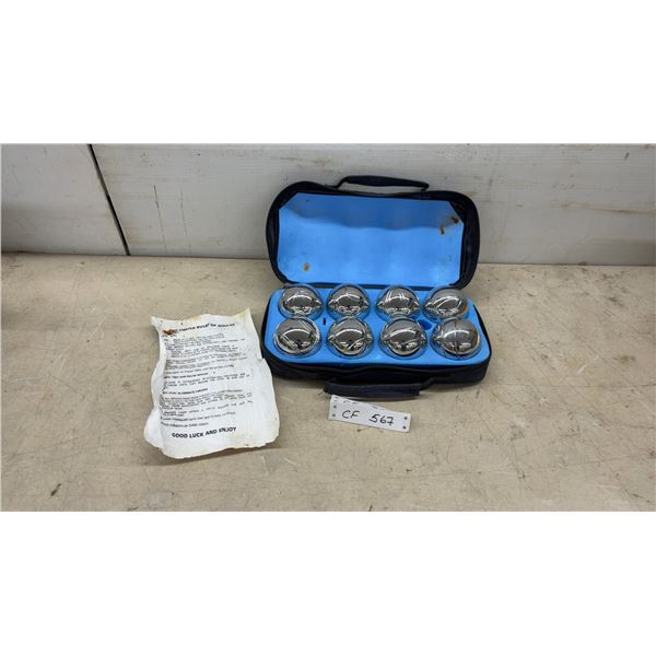 Eight-Piece Chrome Boules Set with Rules and Zippered Carrying Case