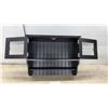 Image 4 : Black Wall-Mounted Cabinet with See-Through Paneled Doors and Towel Bar