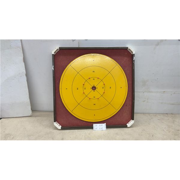 Two-Sided Wooden Game Board with Crokinole and Checkerboard