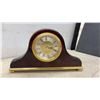 Image 2 : Mantel Style Clock, Brass Banker's Lamp with Green Glass Shade, and More