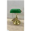 Image 4 : Mantel Style Clock, Brass Banker's Lamp with Green Glass Shade, and More