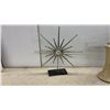 Image 4 : Starburst Desk Clock on Black Marble Style Base and Ceramic Flared Vase with Star Motif Rim