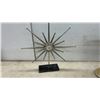 Image 7 : Starburst Desk Clock on Black Marble Style Base and Ceramic Flared Vase with Star Motif Rim