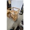 Image 2 : Bamboo Three-Tier Shelf Unit with Rattan Chair and Blue Cushion and More