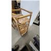 Image 3 : Bamboo Three-Tier Shelf Unit with Rattan Chair and Blue Cushion and More
