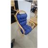 Image 8 : Bamboo Three-Tier Shelf Unit with Rattan Chair and Blue Cushion and More