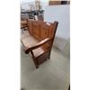 Image 2 : Wooden Storage Bench with Paneled Back, Scrolled Armrests, and Under-Seat Storage 47" Wide