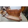 Image 3 : Wooden Storage Bench with Paneled Back, Scrolled Armrests, and Under-Seat Storage 47" Wide