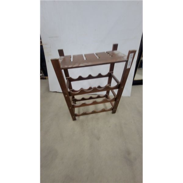 Wooden Wine Rack with Stemware Holder, Three-Tier, Holds 12 Bottles