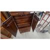 Image 4 : Dark Cherry-Finish Wooden Sewing Cabinet with Two Doors and Four Drawers 40 x 24 x 12"