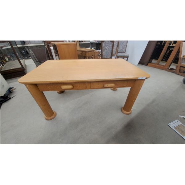Ethan Allen Legacy Collection Writing Table with Drawer, Light Oak Finish 28 x 36 x 60"