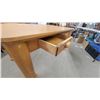 Image 6 : Ethan Allen Legacy Collection Writing Table with Drawer, Light Oak Finish 28 x 36 x 60"