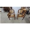 Image 1 : Pair of Colonial Revival Carved Wood Armchairs with Cane Seat, Back, and Side Panels