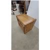 Image 2 : Oak Two-Door Cabinet with Brass-Toned Handles and Two Drawers 22 x 25 x 17"