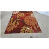 Image 2 : Red Floral Area Rug with Orange, Yellow, Cream, and Brown Blooms, Approximately 78 x 112"