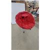 Image 1 : Red Corduroy Padded Folding Saucer Moon Chair with Metal Frame and Headrest