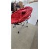 Image 2 : Red Corduroy Padded Folding Saucer Moon Chair with Metal Frame and Headrest
