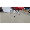 Image 4 : Red Corduroy Padded Folding Saucer Moon Chair with Metal Frame and Headrest