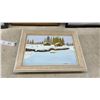 Image 7 : Four Framed Pictures: Winter Art Scenes Including James Bessey Barn Scene and Conrad Joseph Print
