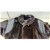 Image 2 : Dark Brown Fur and Leather Bomber Jacket with Button Closure