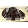 Image 3 : Dark Brown Fur and Leather Bomber Jacket with Button Closure
