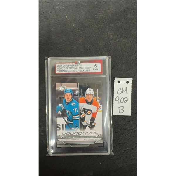 Graded Macklin Celebrini Young Guns Checklist Card