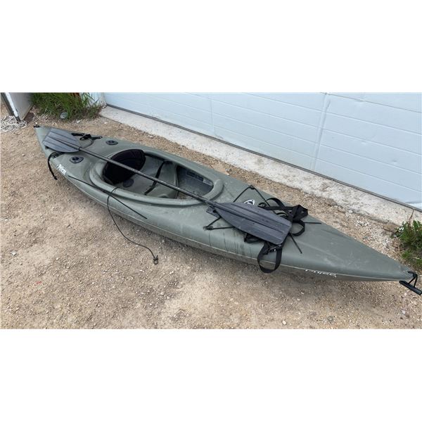Pelican Pulse 100 Sit-In Recreational Kayak in Olive Green with Two-Piece Paddle