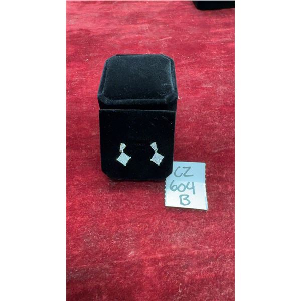 Princess Cut Moissanite Lab Diamond Dangle Earrings, 1.0 Carat Each, 925 Sterling Silver