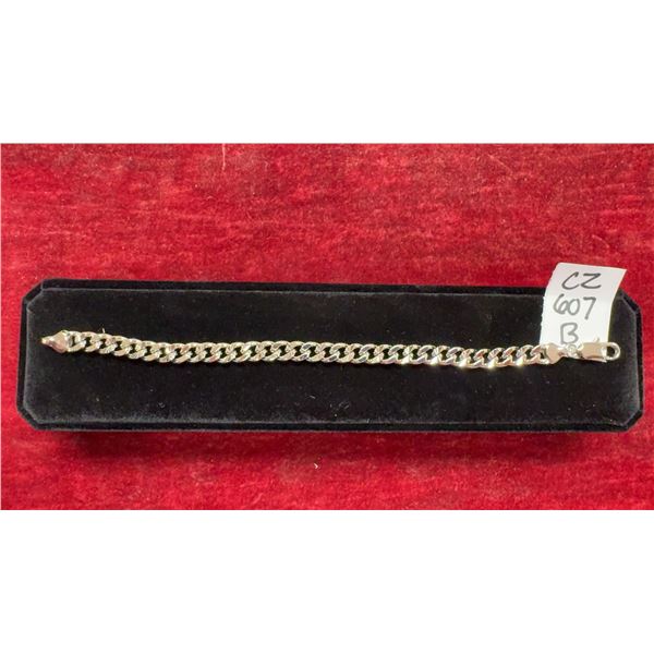 Platinum Plated 8.0mm Cuban Link Bracelet, 8" Long