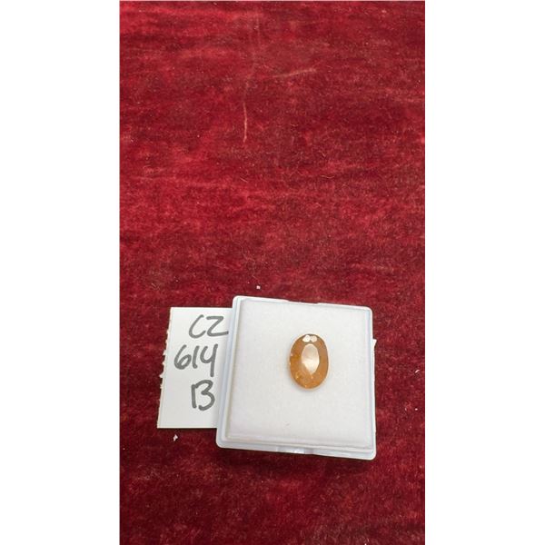 Natural Imperial Topaz Gemstone, 6.7 Carat, Untreated, Oval Cut, 10mm X 13.5mm