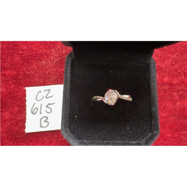 925 Sterling Silver 0.5 Carat Simulated Diamond Side Heart Ring with White Gold Overlay