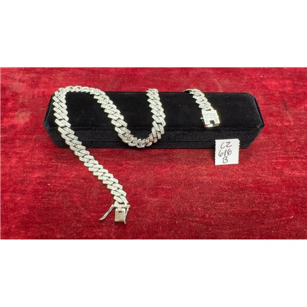Platinum Plates 14.0mm Simulated Diamond, Iced Out Cuban Link Chain Necklace - 20" Long