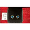 Image 1 : 18K Gold Plated 1.0 Carat Each Heart Cut Blue Simulated Diamond CZ Heart Halo Stud Earrings