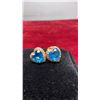 Image 3 : 18K Gold Plated 1.0 Carat Each Heart Cut Blue Simulated Diamond CZ Heart Halo Stud Earrings