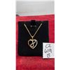 Image 1 : 14K Gold-Plated 22mm Simulated Diamond Cubic Zirconia Infinity Heart Necklace, 16"-18" Chain