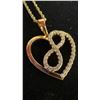 Image 5 : 14K Gold-Plated 22mm Simulated Diamond Cubic Zirconia Infinity Heart Necklace, 16"-18" Chain