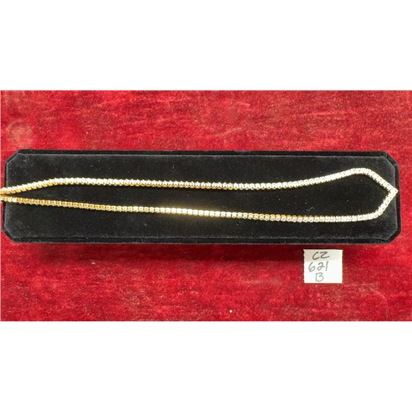 18K Gold-Plated 2.5mm Simulated Diamond Cubic Zirconia Tennis Necklace, 18" Long