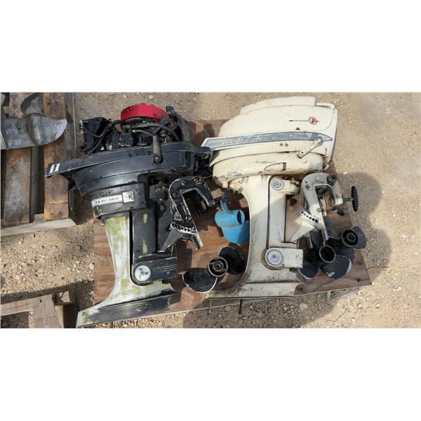 Mercury Twin and 20 Horsepower Twin Vintage Outboard Motors with Spare Propellers