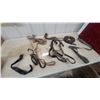 Image 1 : Assorted Leather Horse Tack Including Halter, Components, Reins, and More