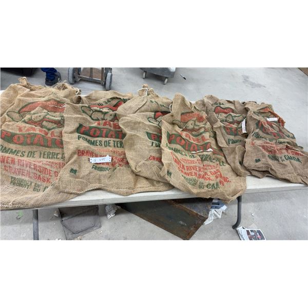 10 Craven Riverside Growers Co-Op Burlap Table Potato Sacks