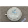 Image 5 : Cream and Blue Ceramic Lidded Chamber Pot with Raised Scrollwork and Ornate Handle
