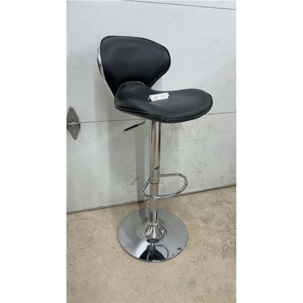 Black Faux Leather Adjustable Swivel Bar Stool with Chrome Base and Footrest