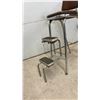 Image 3 : Vintage 1950s-1960s Cosco Chrome Step Stool Chair with Brown Upholstered Seat
