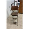 Image 6 : Vintage 1950s-1960s Cosco Chrome Step Stool Chair with Brown Upholstered Seat